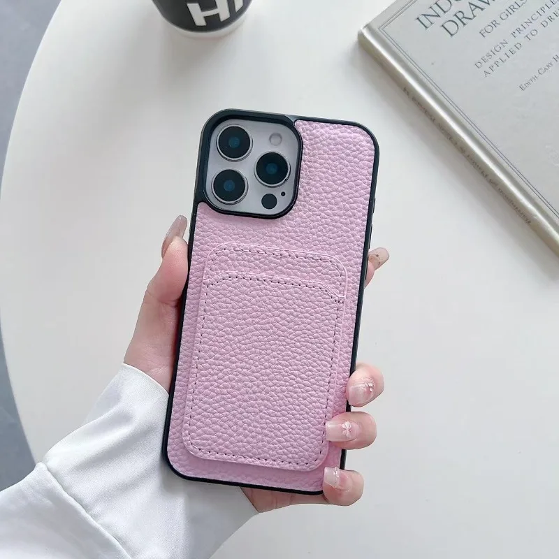 

Litchi Pattern Dual SIM Card Suitable For iPhone 16 Promax/15 Promax/14 Promax Phone with All Inclusive Anti Drop Protection