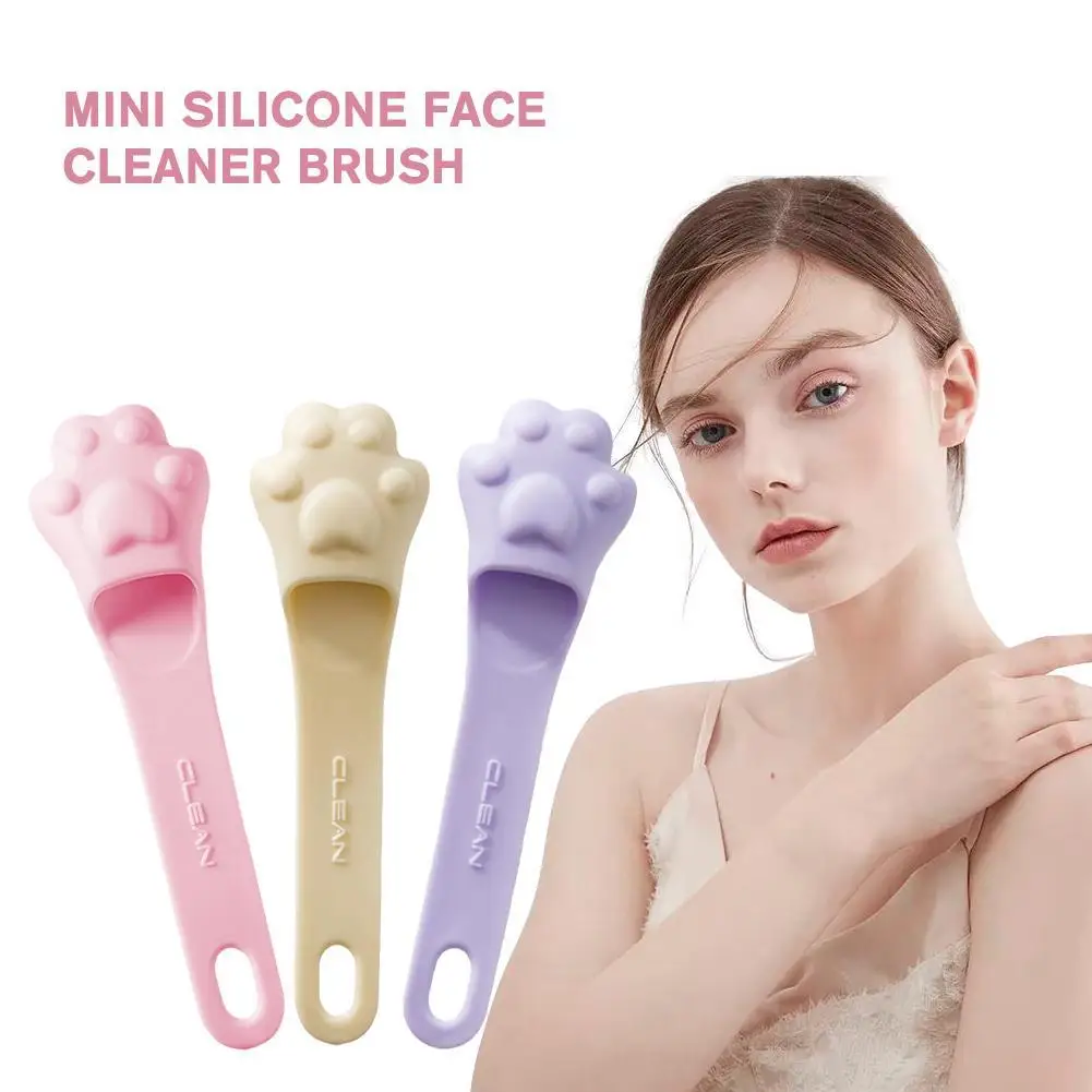 Mini brosse qualifiée ale en silicone en forme de patte de chat, outil de soins de la peau portable, doux, nettoyant des pores, élimination des points noirs, massage du visage