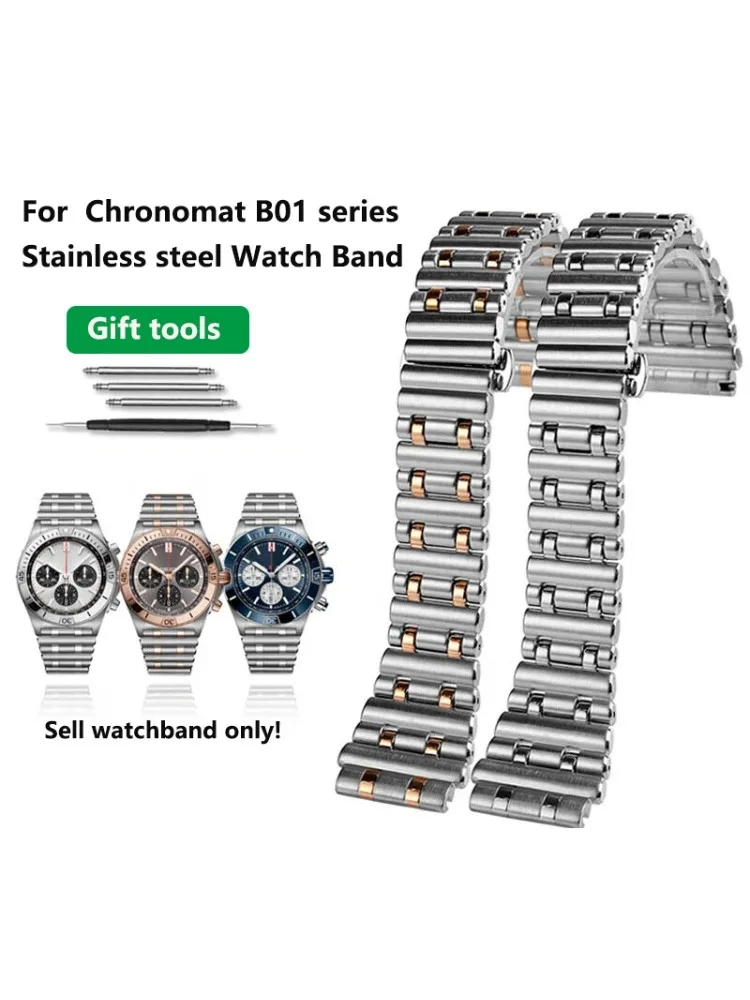 22mm 24mm hoge kwaliteit Roestvrij Stalen Band Voor Breitling B01 42mm Armband Horlogeband Chronomat B01 heren band Accessoires - afbeelding 2