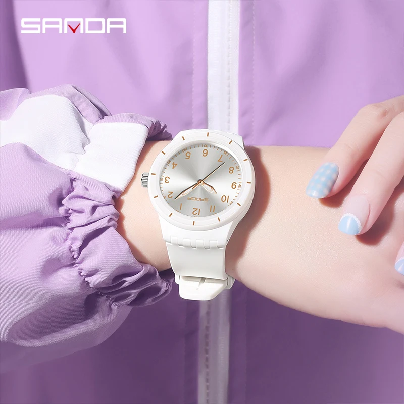 SANDA 9075, повседневные студенческие кварцевые часы, простой водонепроницаемый силиконовый ремешок, светящиеся модные наручные часы для девочек и мальчиков, reloj para niños