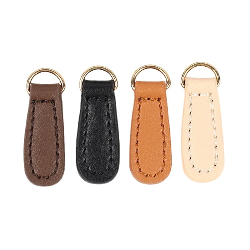 2Pc Genuine Leather Zipper Tag Zip Head Fixer Zip Sliders Diy Sewing Clothing Backpack Bag Accessories Repair Zipper Pull Puller