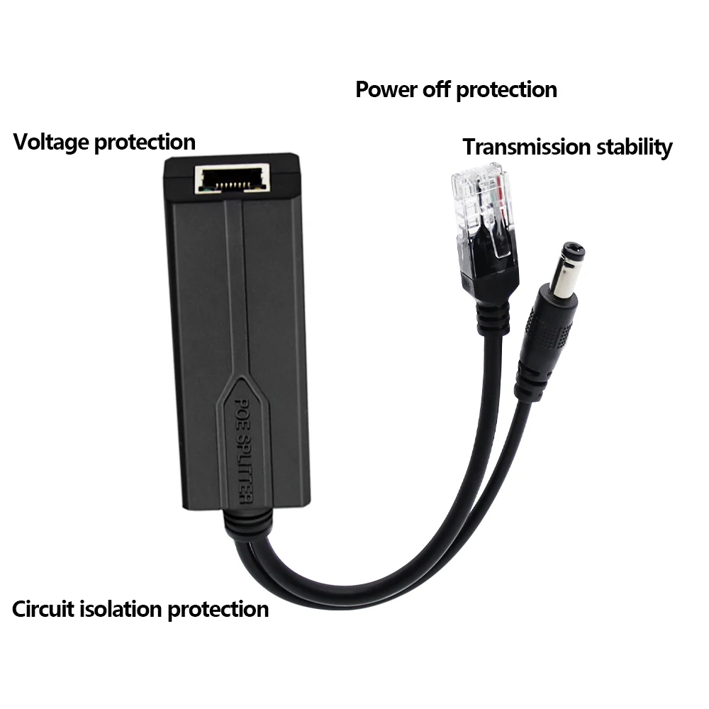 POE Splitter 24V/48V to 12V/5V IEEE 802.3af Output Power Over Ethernet Splitter Adapter  Security System (Plug and Play)