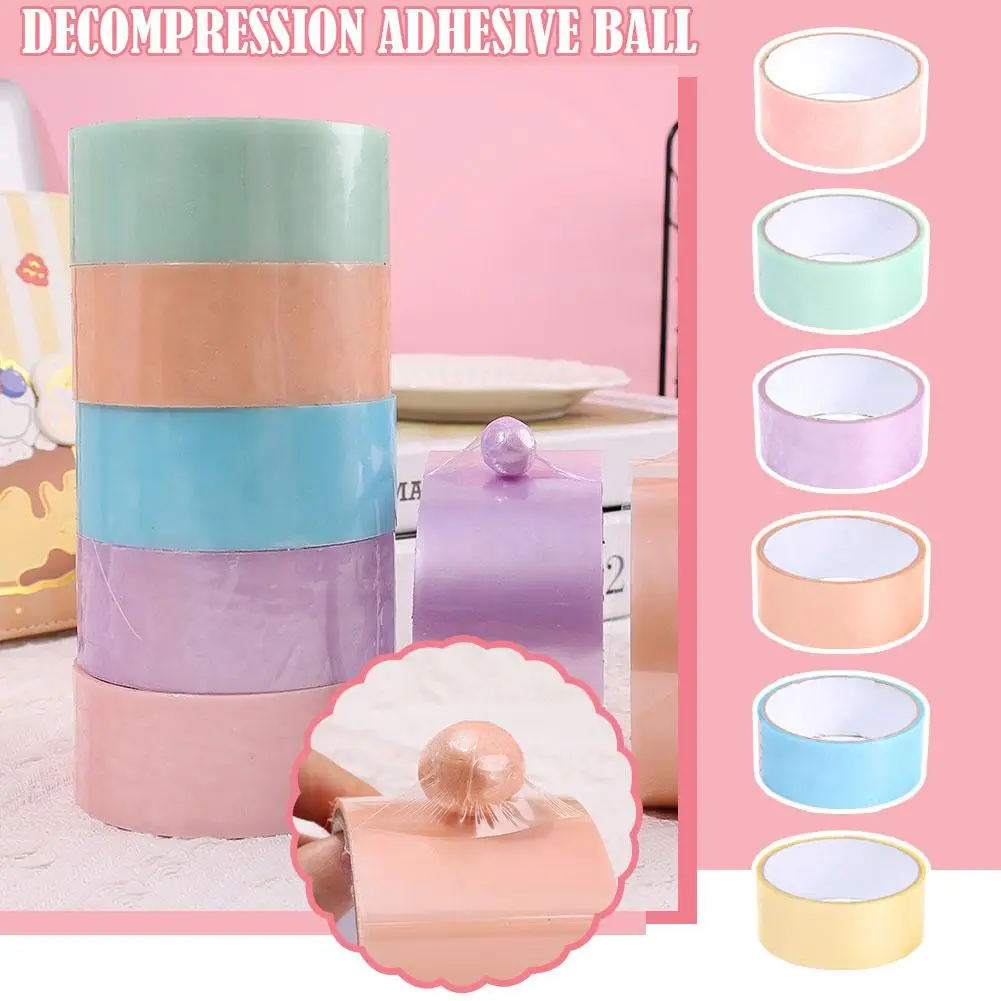 Adhesive Tapes Sticky Ball Tape Colorful Stress Relaxing Sticky DIY Ball Tape Toy for Relaxing Toy Rolling Funny Gift