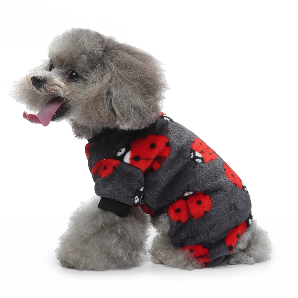 Fleece Dog Pajamas for Small Dogs Fall Winter Dog Clothes Pjs Cute Dog Sweater 4 Legs Puppy Jumpsuit Soft Stretchy Dog Onesie