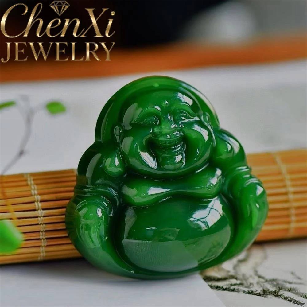 

Natural Hetian Jade Big Belly Laughing Buddha Pendant Maitreya Amulet Genuine Nephrite Lucky Blessing Jewelry Charm Fashion Gift