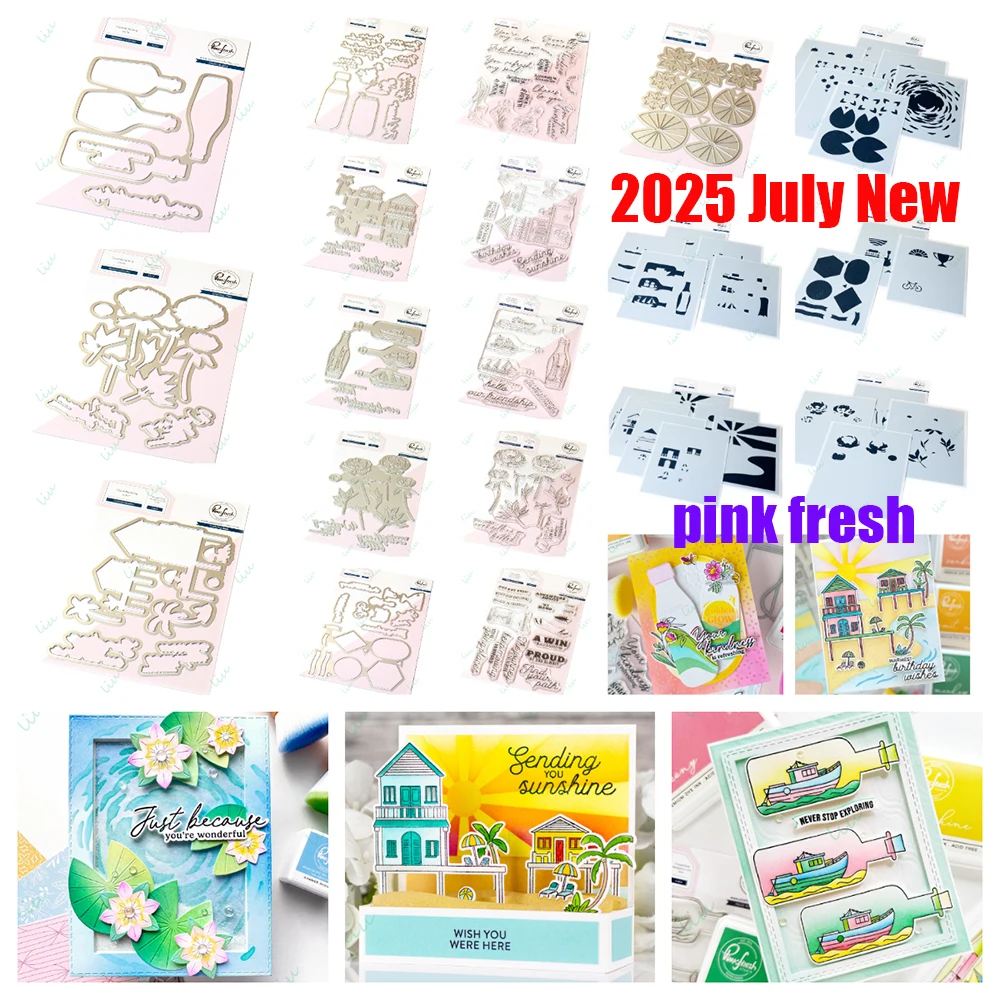 

Blushing Blooms Drift Bottle Metal Cutting Dies Stamps and Hot Foil Scrapbook Stencil DIY Greeting Card Handmade 2025 July New