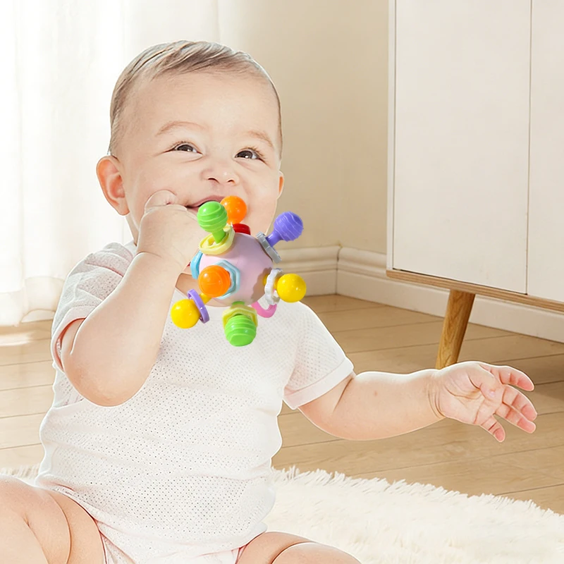 [JT]1Pc Hand Grip Ball Teething Rattle Portable Sound Toy for Newborn Infant Early Learning Development
