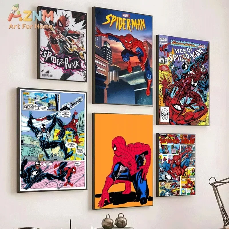 Spider Punk Spider Man Canvas Wall Art Unframed Vintage Comic Cover Superhero Poster Print Home Bedroom Game Room Decor Gift for