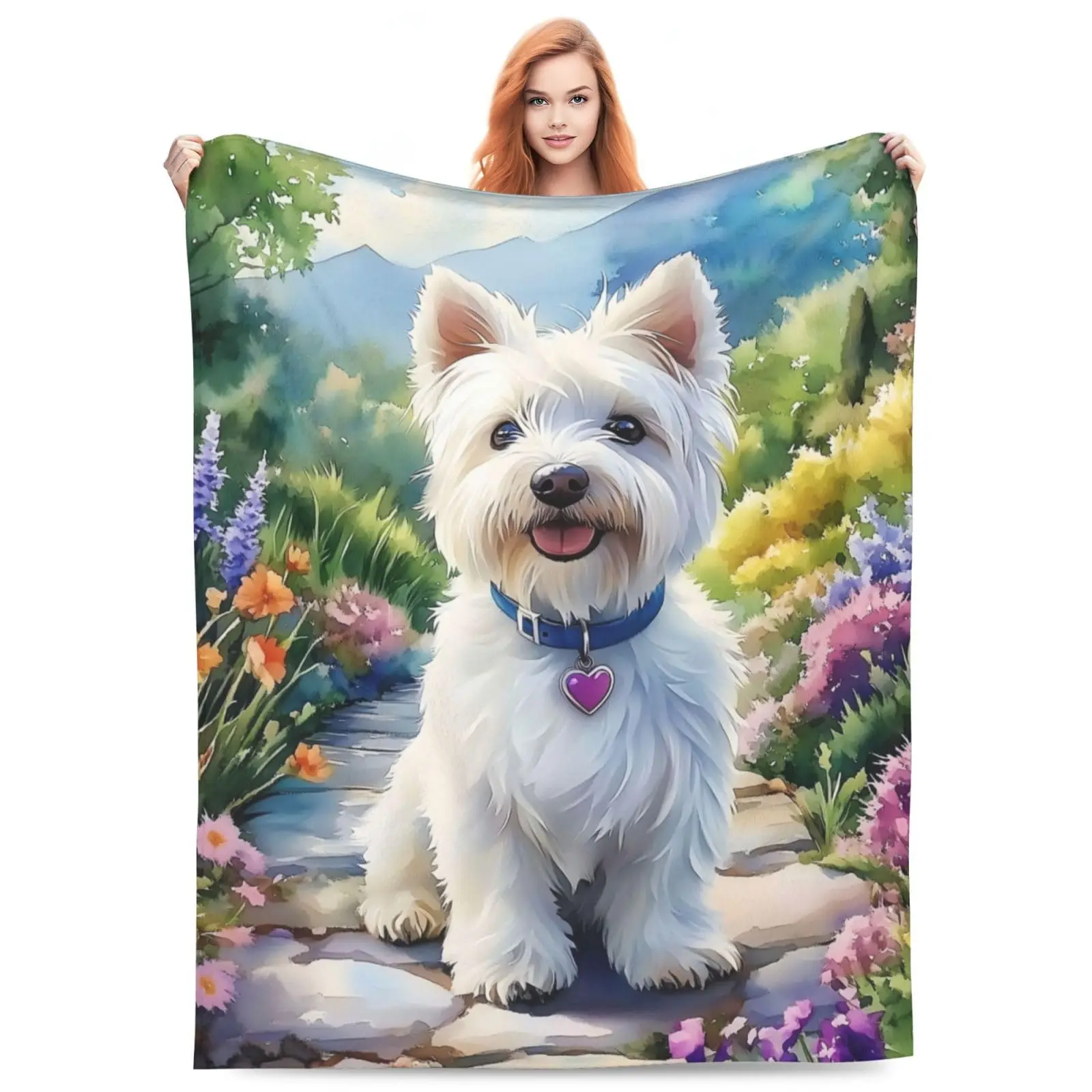 Niedliche West Highland White Terrier-Decke für Kinder, Mädchen, Haustierliebhaber, Geburtstagsgeschenk, weiche, gemütliche Fleecedecke für Zimmer, Couch, Bett