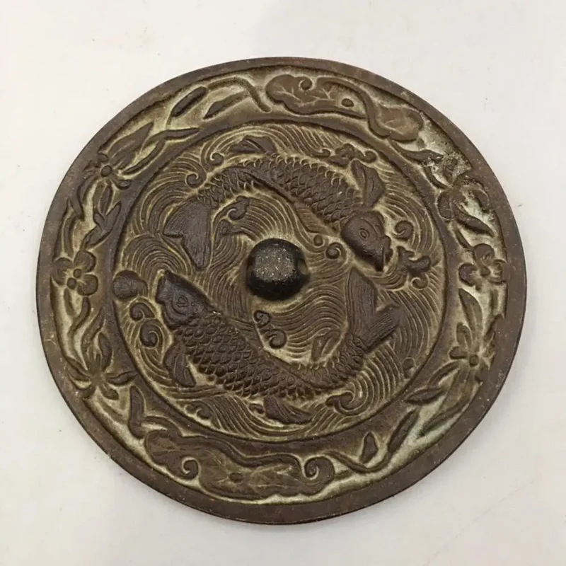 

Chinese ancient double fish Bronze mirror decoration mirror Home decoration metal crafts