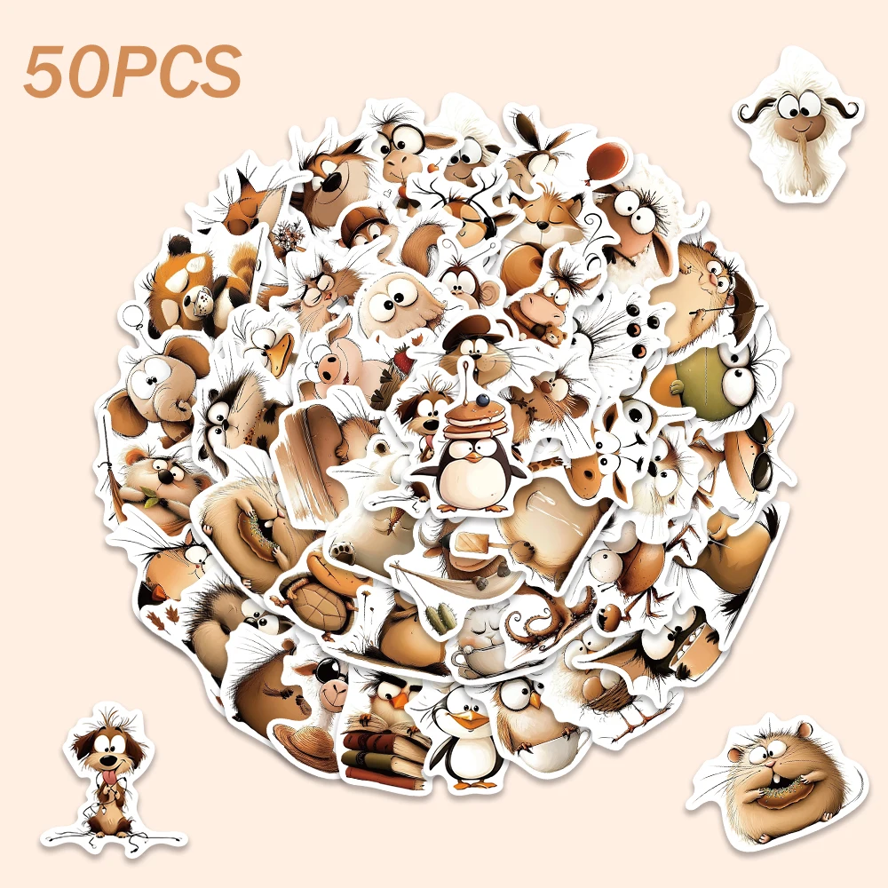 50 Uds. De pegatinas de grafiti de arte Animal, calcomanías decorativas de dibujos animados Aniaml, maleta para portátil, álbum de recortes, teléfono, monopatín, pegatina para equipaje