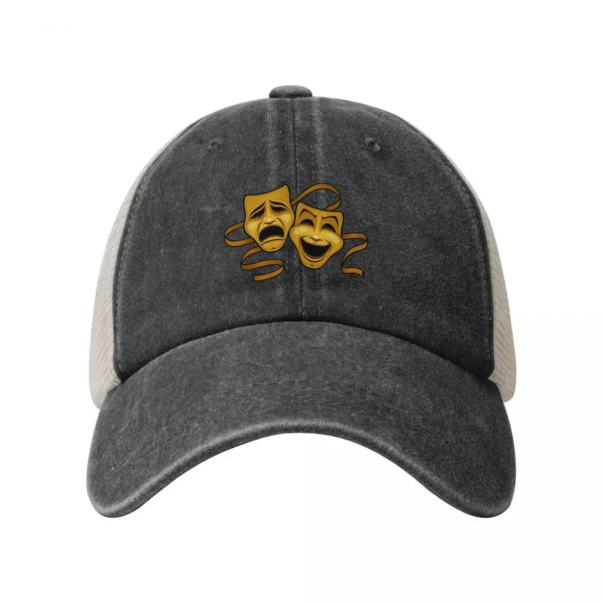 Gold Comedy And Tragedy Theater Masks Baseball Cap custom Hat Golf Wear derby hat Men's Baseball Women's