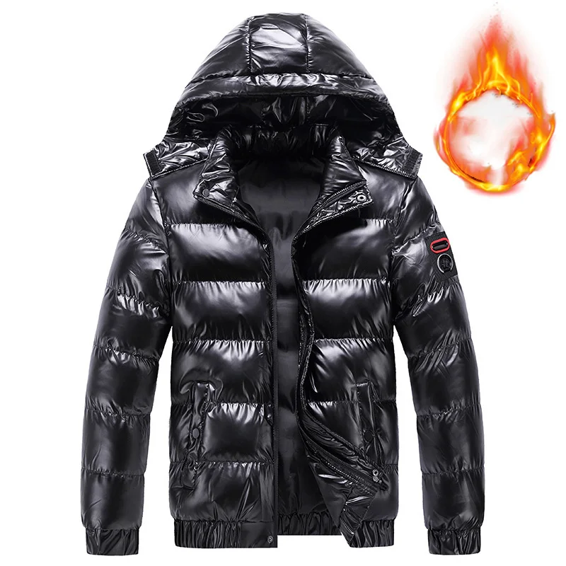 

Winter Man Down Jacket Thicken Cold-proof Long Sleeve Male Coat Fashion Simple Solid Color Detachable Hooded Men Outerwear