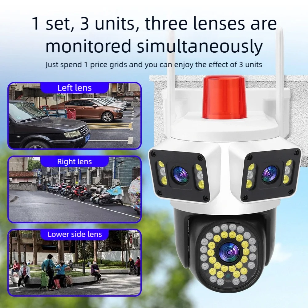 

Trinocular Gun Ball Linkage Camera Outdoor Home Wireless Camera WiFi High Definition Surveillance Camera Two-way Voice WithAlarm