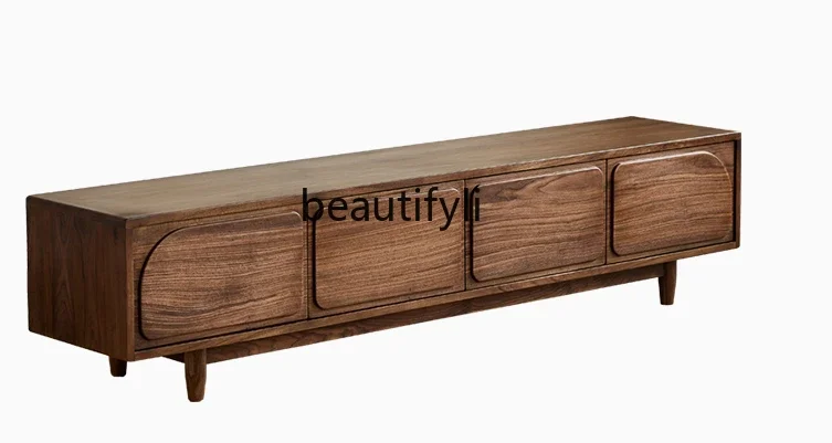 

Nordic Solid Wood TV Cabinet North America Black Walnut Storage Floor Cabinet Simple Living Room Home Audiovisual Cabinet