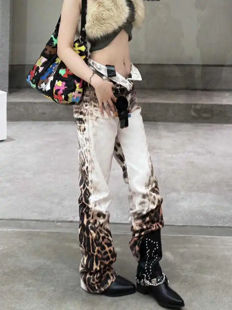 

White Jeans Women Y2K Hip Hop Fashion Vintage High Waisted Cargo Jeans Streetwear Casual Loose Pockets Girl Wide Leg Denim Pants