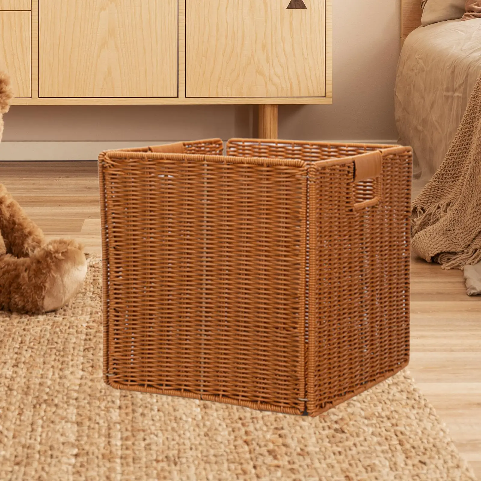 مكعب تخزين قابل للطي لتنظيم الرفوف المنسوجة يدويًا وقابل للطي #1