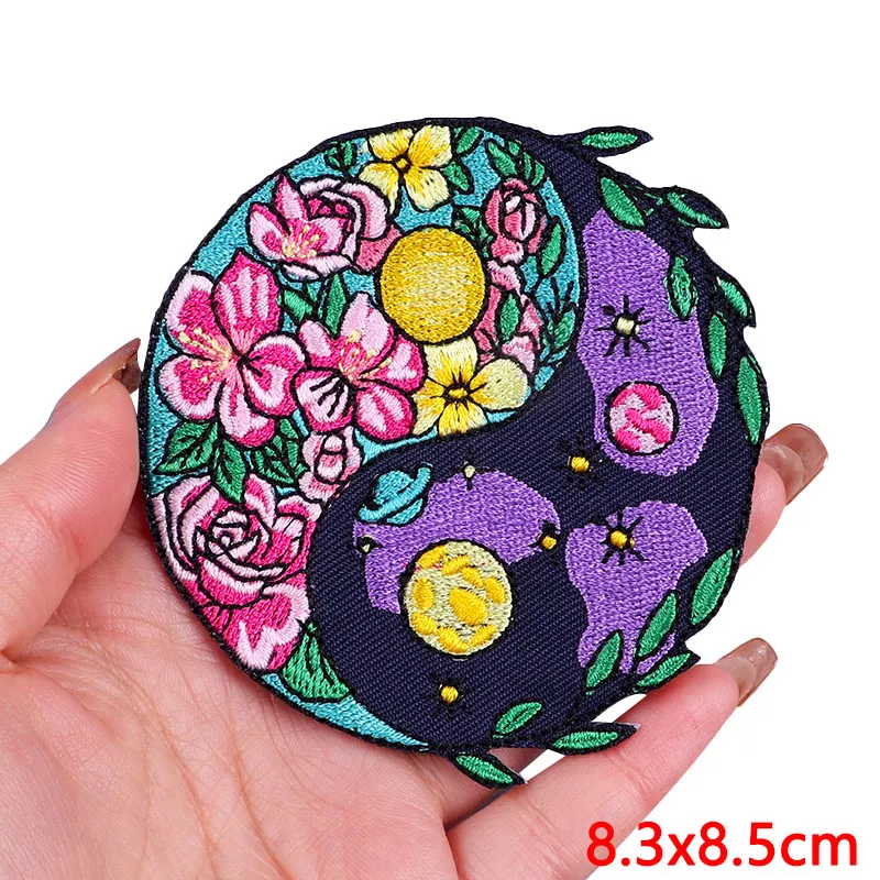 Cartoon Landscape Embroidered Patches For Clothing Thermoadhesive Patches DIY Iron On Patches On Clothes Stickers Flowers Badges