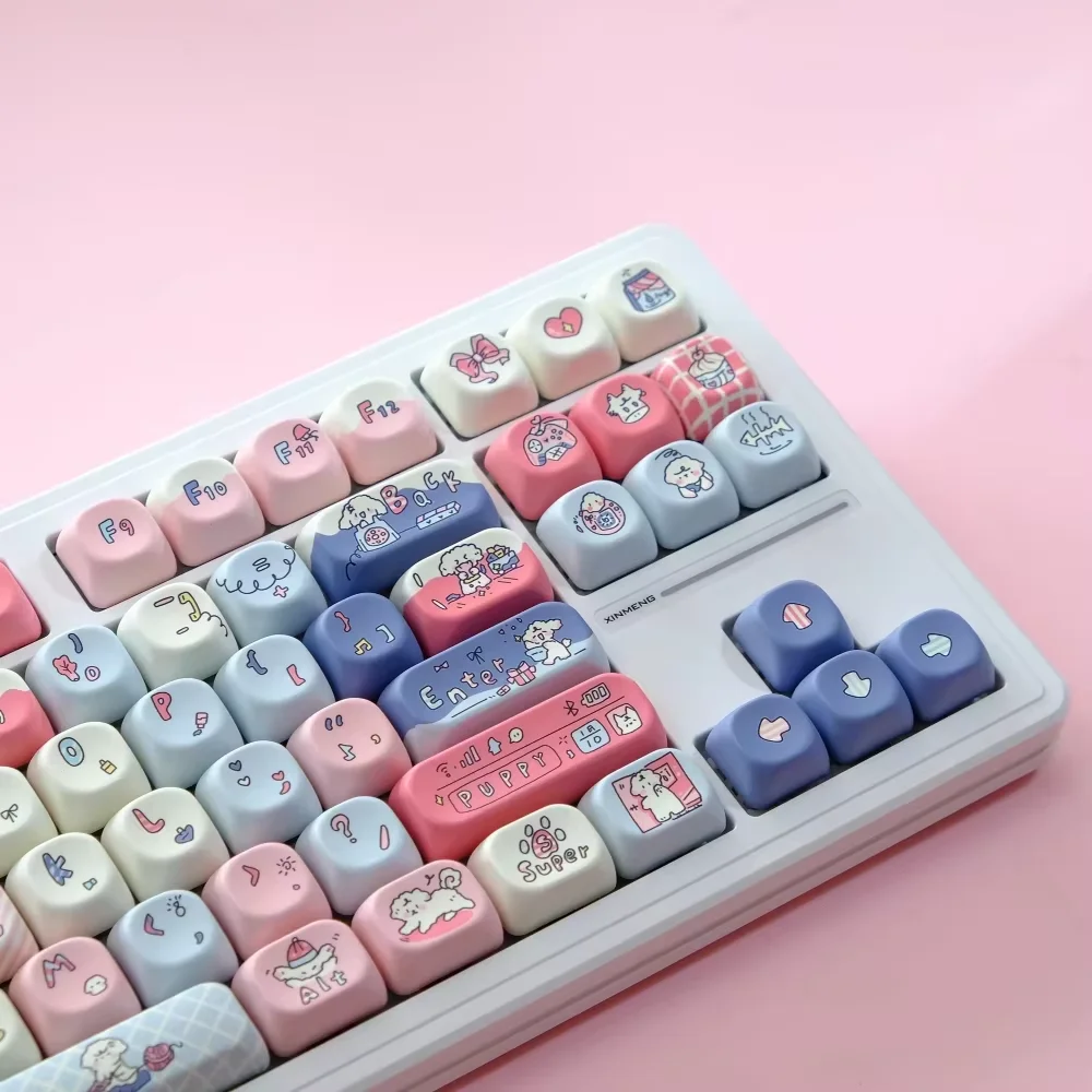 Imagem -06 - Rodada Chaveiro para Teclado Mecânico Teclado Pbt para as Meninas Primeiro Amor Recuperação Qx3 60 64 84 98 108 para Interruptor mx Rosa