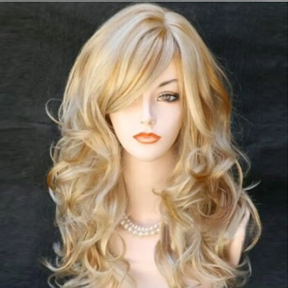 Fake Hair Short Wavy Bob Wigs Gloden Bob Natural Synthetic Wig With Bangs Cosplay Wig Heat Resistant Ombre Natural Hair Wigs