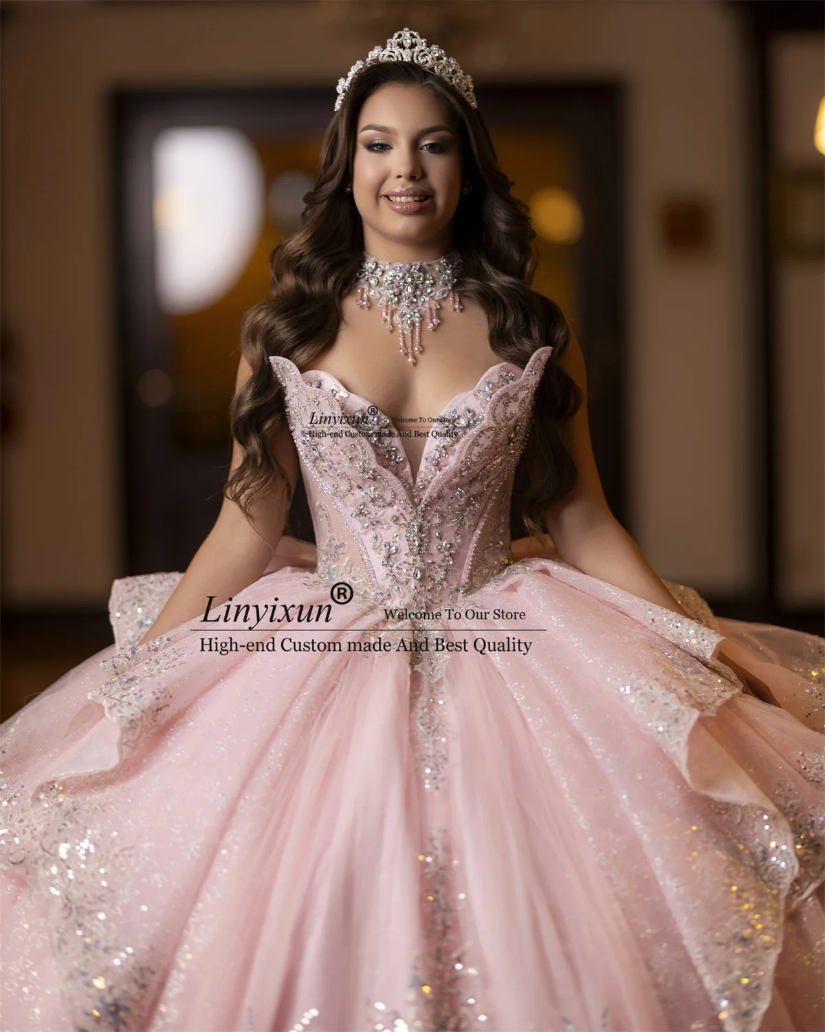 Vestido de Baile Princesa para Quinceañera com Renda Aplicada, Vestido de 16 Anos Personalizado, Vestido de Aniversário Mexicano para 15 Anos XV Anos