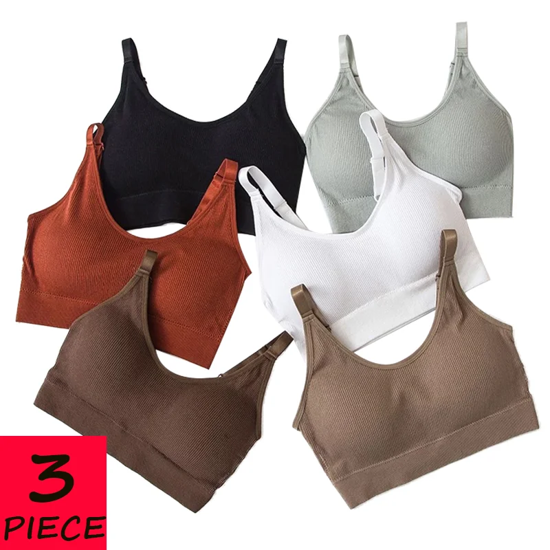 

ALLTOOALL 3PCS Women Gather No Steel Ring Lingerie Bra Tube Crop Top Wrapped Chest Back Actival Cotton Comfortable Top Underwear