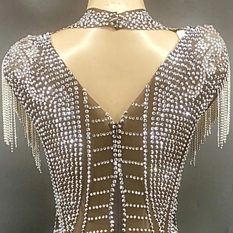 생일 다이아몬드 럭셔리 드레스 우아한 민소매 술 크리스탈 페르시 칵테일 플래시 가운 Femme Chic Et Élégante 파티 드레스