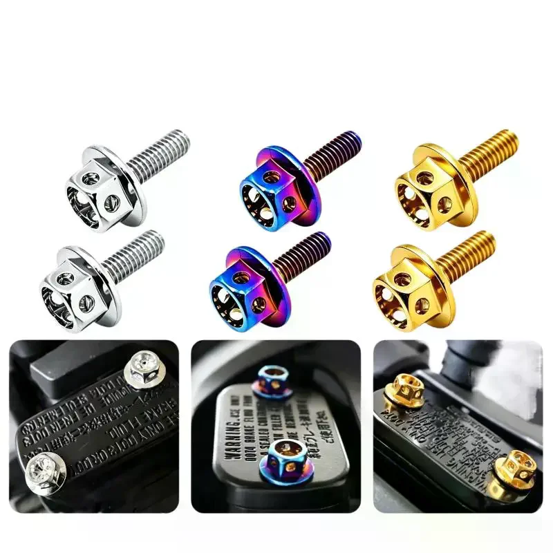M4X12mm Full CNC Electroplated Rust‑proof STAINLESS FLUID CAP BOLT For CLICK NMAX MIO PCX AEROX ADV Flower Design