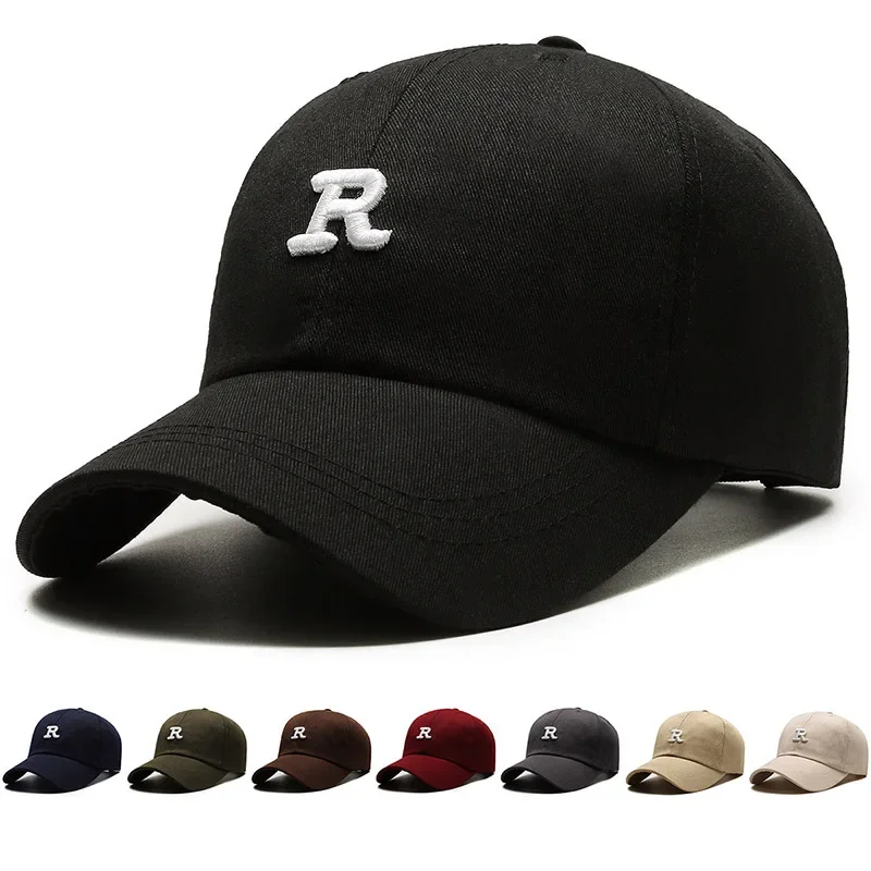 Autumn And Winter New Korean Version R Letter Embroidered Soft Top Baseball Cap MenS And WomenS Trendy Brand Shade Sun Protect