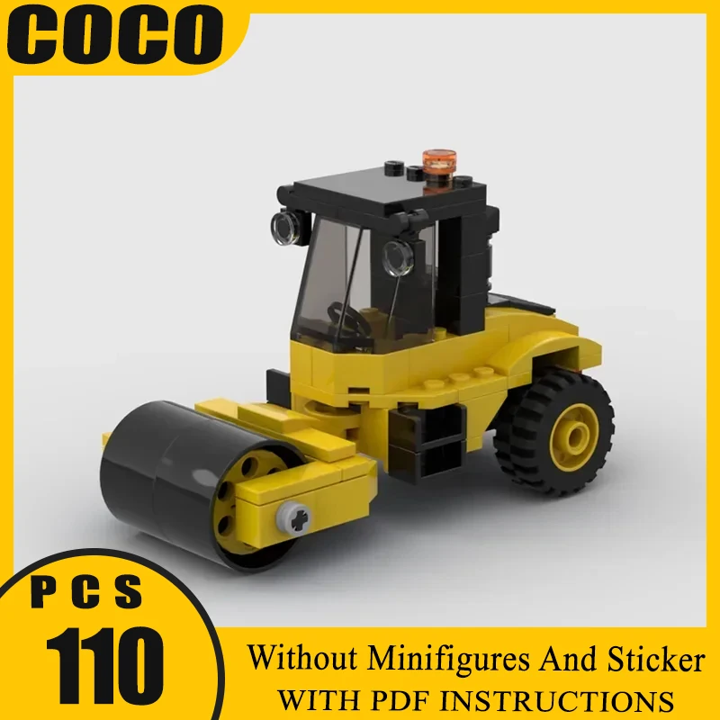 

Moc Building Blocks Engineering Vehicle Series Model Technology Brick DIY Single Drum Compactor Assembly Toy Holiday Gifts