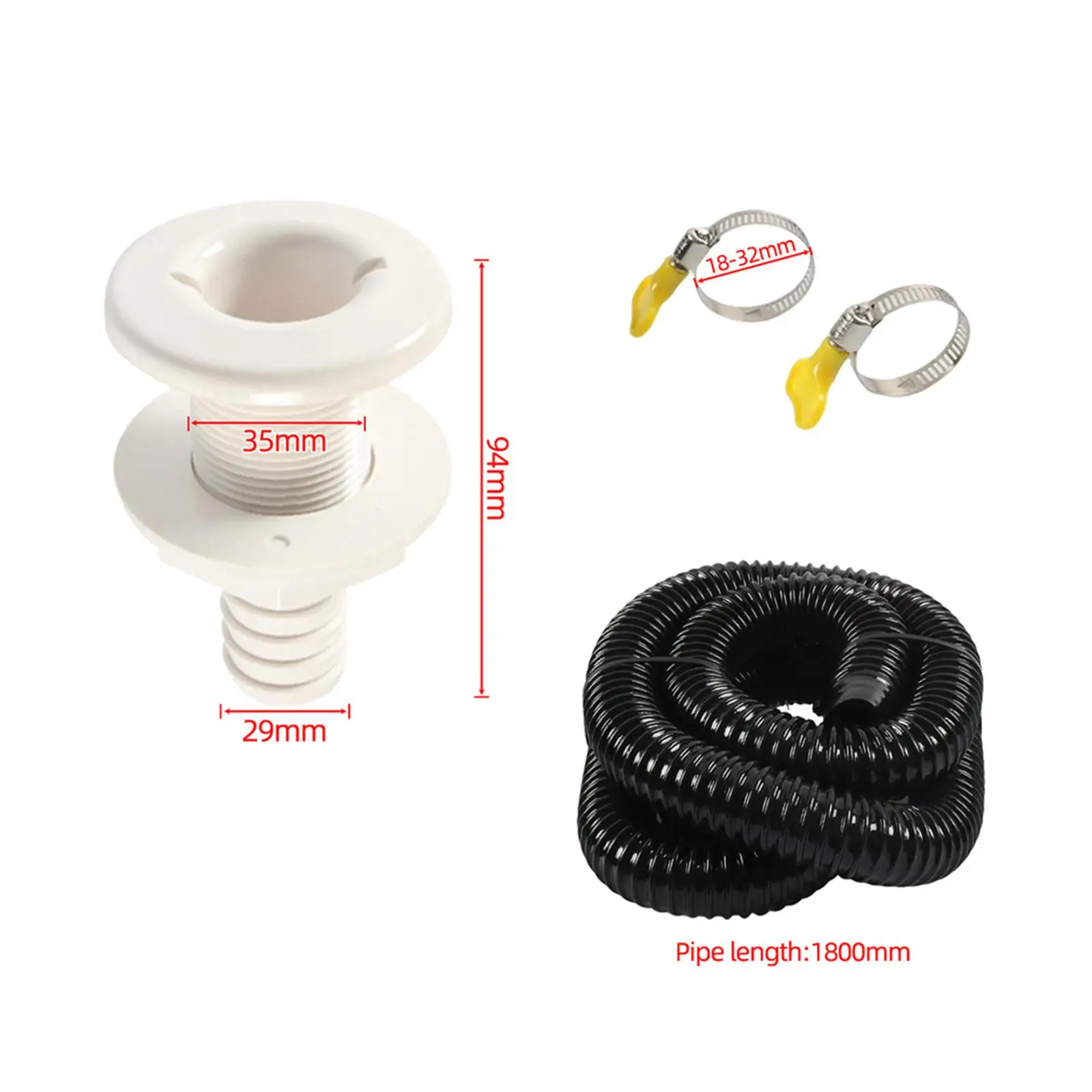 Marine Bilge Pump Plumbing Kit 1-1/8 Inch Flexible Hose with Stainless Steel Clamps for Boat Drainage System