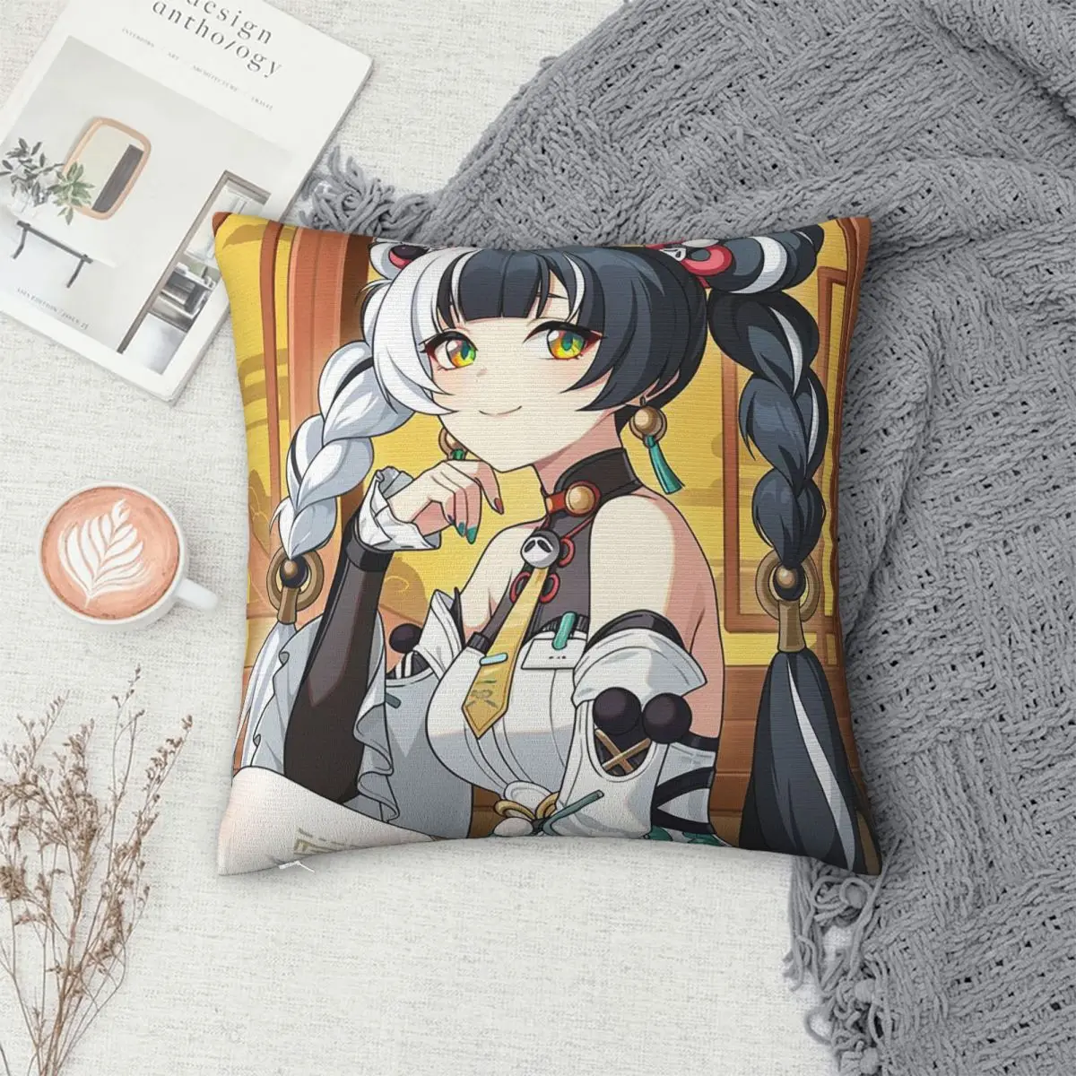 

Декоративная наволочка на молнии с принтом Hot Girl Dialyn Game Anime для дивана и дома