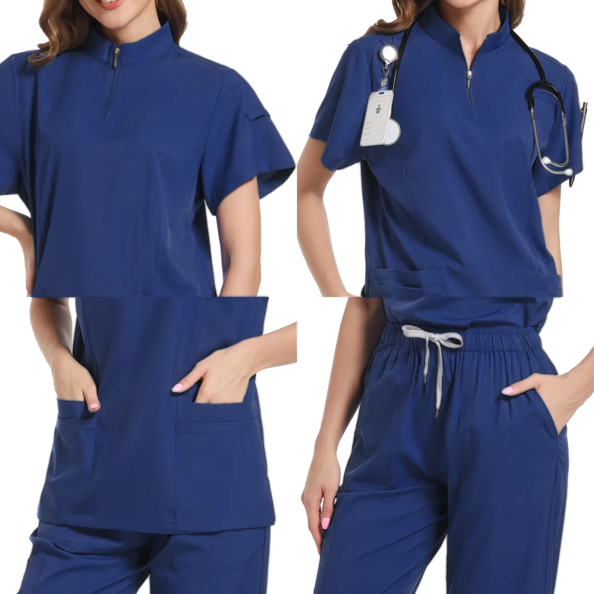 Hot Sell Custom Scrubs Set Stretch Ademende Vrouwen Jogger Verpleging Scrubs Uniformen Medische Spandex Ziekenhuis Chirurgische Uniformen