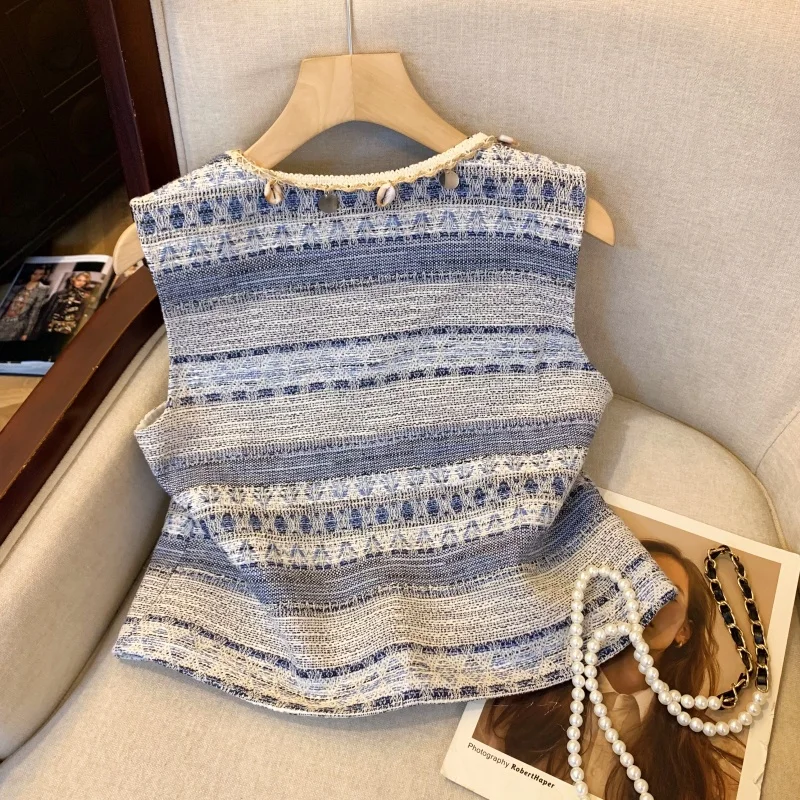 Camisola vintage coletes femininos topos 2025 outono sem mangas único breasted elegante chique moda malhas jumpers colete