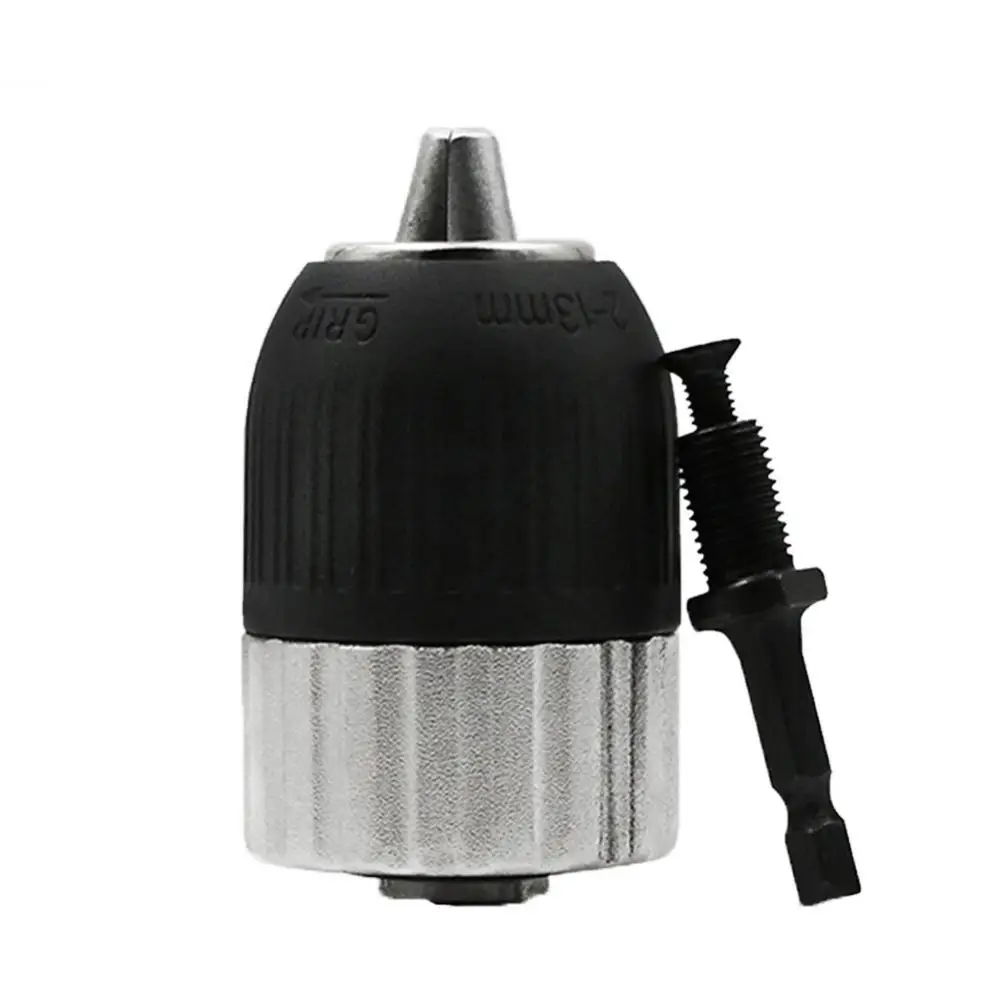 2.0-13mm Keyless Drill Chuck Adapter 1/4-Inch Hex Shank Drill Chuck Adapter Quick Connect Impact Driver Conversion Tool