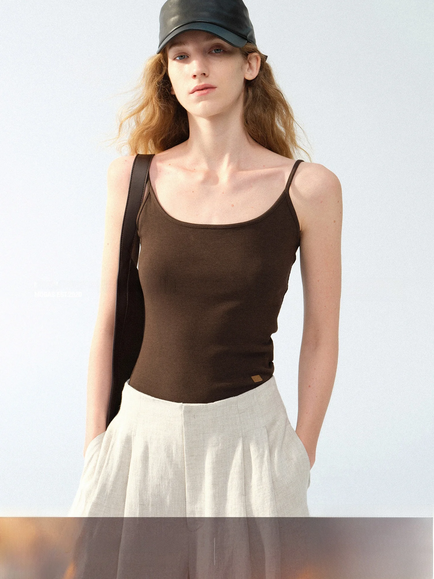 

Mogas Mixed Fiber Knitted U-Ne Vest Comfortable Elastic Texture Csole Tank Top Women's Casual Sle Inner Wear