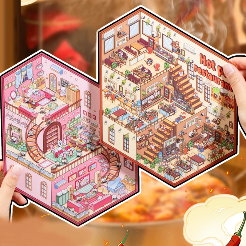 

1Style 6Pcs/bag Fantasy World Three Layers Large Scenic PET Stickers Creative DIY Handbook Material Decorative Scrapbooking