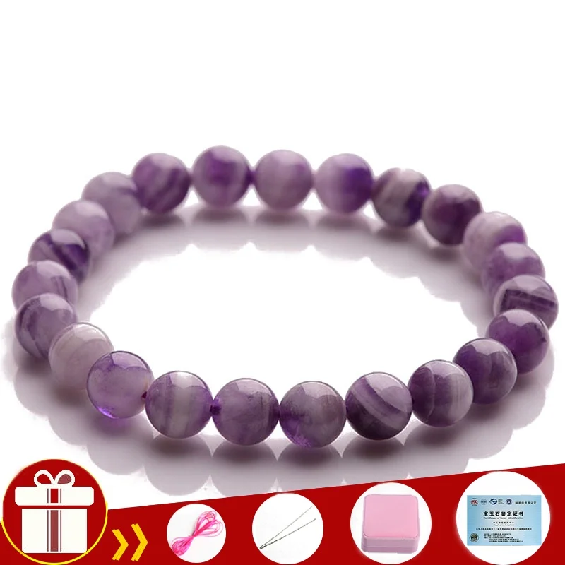 4A With Certificate Natural Dream African Amethyst Crystal Bracelet Genuine Quartz