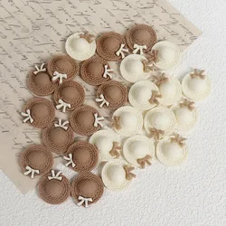 20/100pcs New resin accessories straw hat series creative diy handmade mobile phone shell hairpin hair decor materials