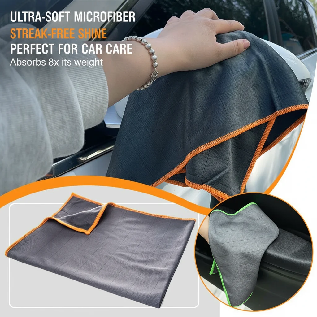 Carbon Fiber Cleaning Cloth Lint-Free Window Polishing Streak-Free Kitchen Dish Easy Clean Rag Reusable for Glass Surfaces