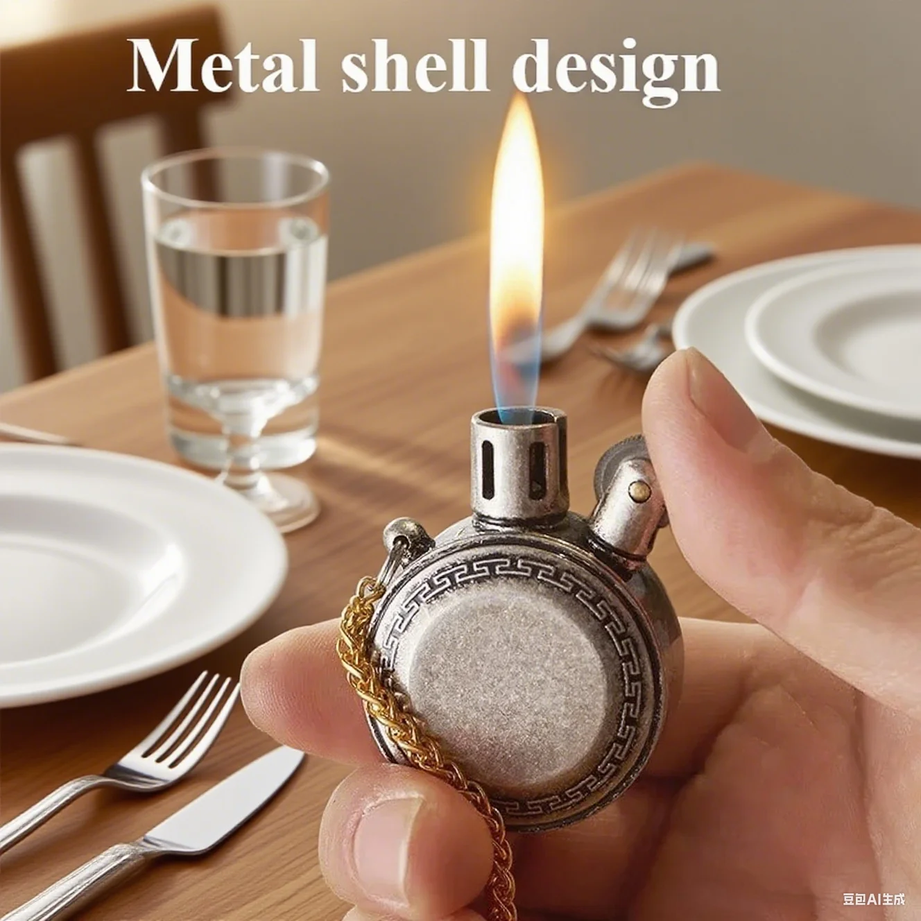 

Mini Round Pendant Oil Lighter, Retro Grinding Wheel Creative Zinc Alloy Lighter, Personalized Collection Gift
