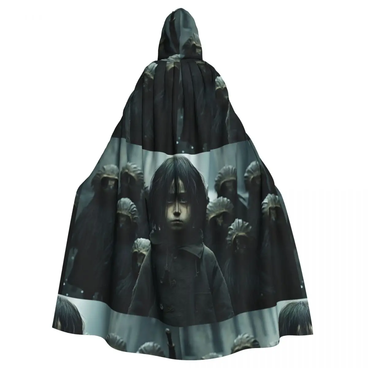 

Haunting Cloak Featuring a Child Surrounded by Shadows for Halloween Unisex Adult Cloak with Hood Long Witch Costume Cosplay