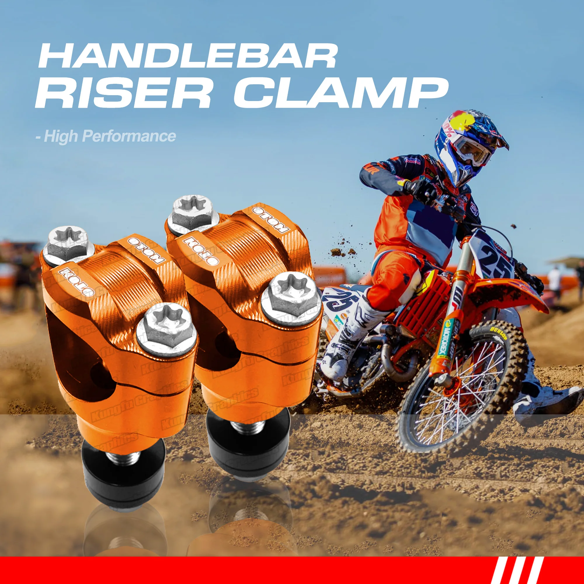 

28mm Motorcycle Handlebar Risers Clamp Mount Kit for Motocross Enduro Dirt Bike KTM EXC SXF Universal, Orange
