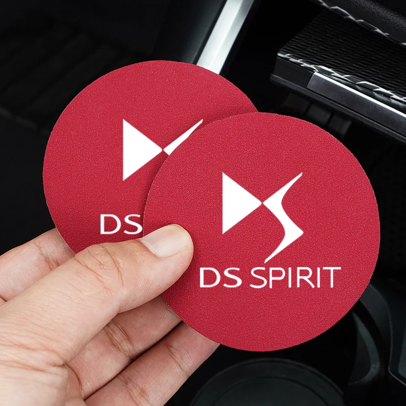 2 Stück Auto-Getränkeuntersetzer aus Leder, Wasserbecher-Haltermatte für DS DS4S DS5 5LS DS3 DS4 DS6 DS7 DS9 WILD, rutschfeste Getränkeuntersetzer für den Autoinnenraum