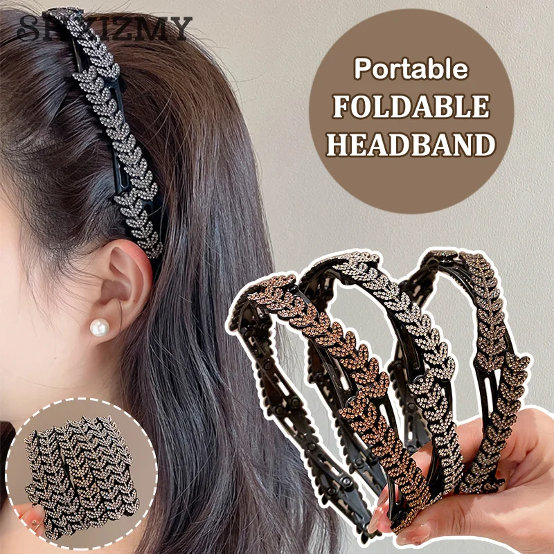 Portable Folding Retractable Hair Band Women Pearl Style Non-Slip Headband Face Wash Hairband Girls Hair Accessories