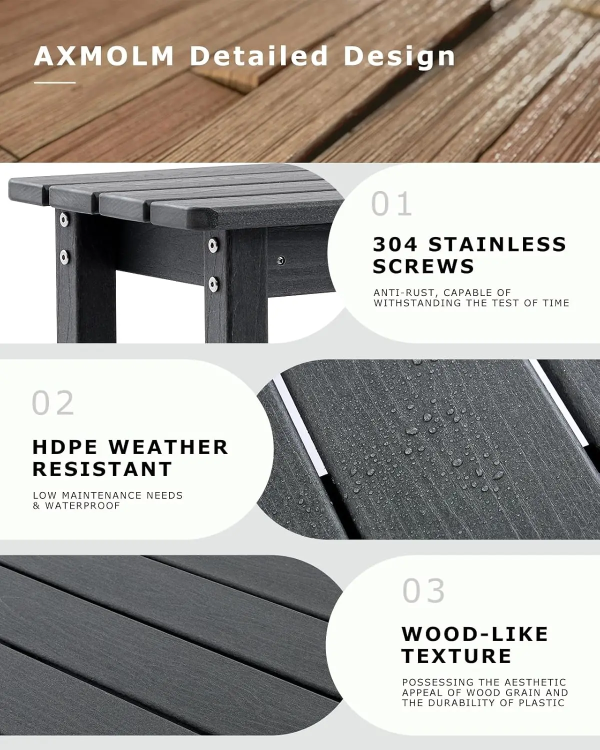 HDPE Outdoor Bar Height Patio Table, 54” All-Weather Outdoor High Top Tall Pub Rectangular Bar Table for Balcony, Backyard, Gard