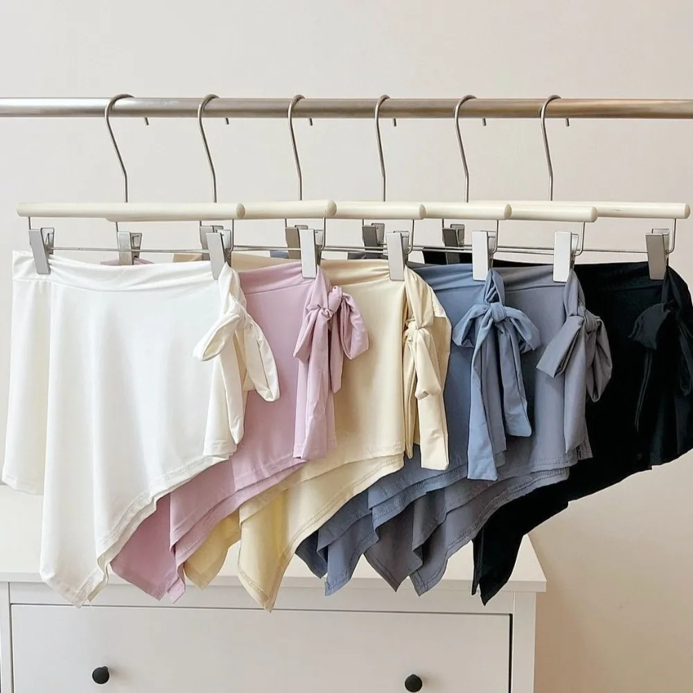 

Multifunctional Tie Up Yoga Skirt Solid Color Portable Running Butt Curtain Asymmetrical Design Anti-Exposure