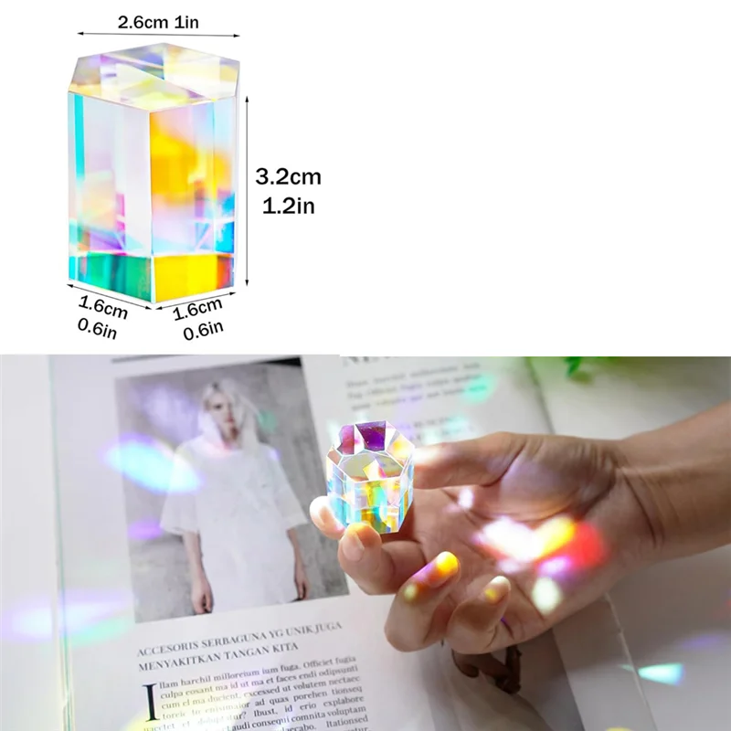 A20F-RGB Sun Catcher Optical Glass Decorative Cube X-Cube For Physics Teach Rainbow Prism Photography Props