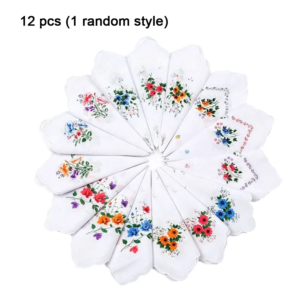 28cm Size Cotton Handkerchiefs 12 Pack Pure Cotton Tooth Edge Handkerchiefs Tooth Edge Trim Sweat Wipe Function