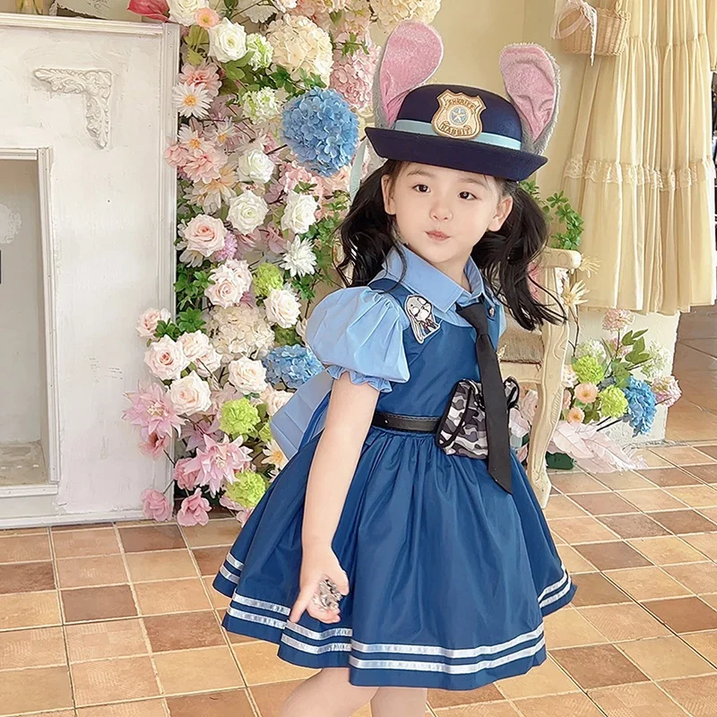 2025 NewKids Zootopia Judy Hopps Cosplay Hat Movie Zootropolis Rabbit Police Cap Children Halloween Party Costume Ac AA